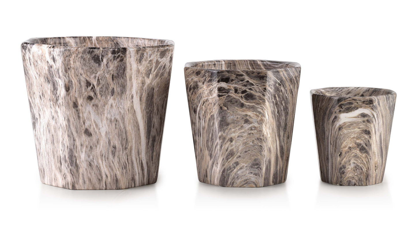 NEVA MARBLE KOMPLET 3 DONICZEK xL:16Xh14/L:12,5Xh12/M:8,5h9cm Mondex