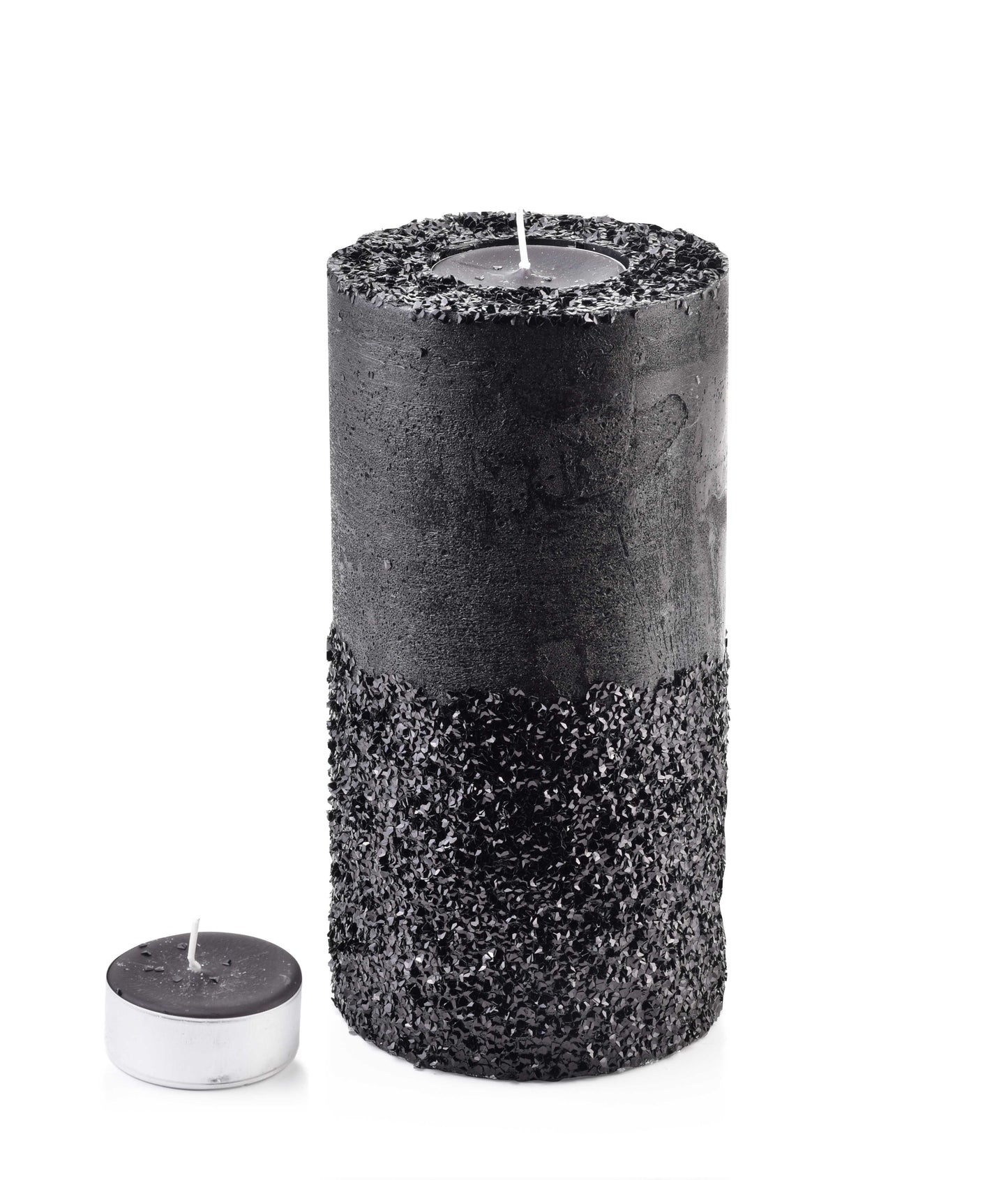 ŚWIECA LAMPION WALEC 120X240 DIAMENT CZARNY CZARNY Mondex