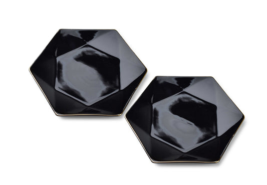 RALPH BLACK Komplet 2 talerzy deserowych 24,5cm x 21cm x h2cm Affekdesign By Mondex