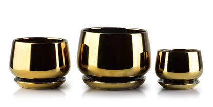 NEVA Komplet 3 osłonek złoto z podstawkąXL19xh15cm L15xh12cm M11xh10cm Mondex