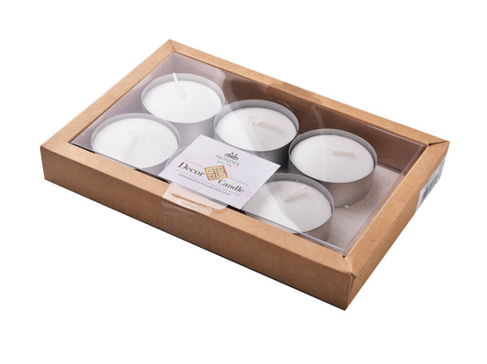 KOMPLET ŚWIEC TEALIGHT MAX 6 SZT BIAŁE Mondex
