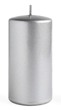 Świeca OPAL MET POŁYSK Walec mały 7xh10cm parafinowa srebrna Mondex