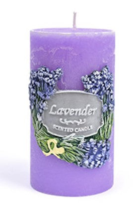 Świeca GARDEN LAVENDER walec średni 7x14,5cm parafinowa fiolet Mondex