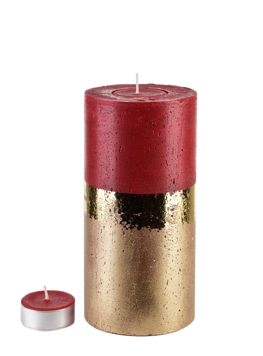 ŚWIECA LAMPION WALEC OMBRE RED 240 Mondex